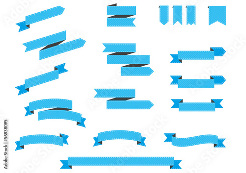Set of blue vintage ribbons