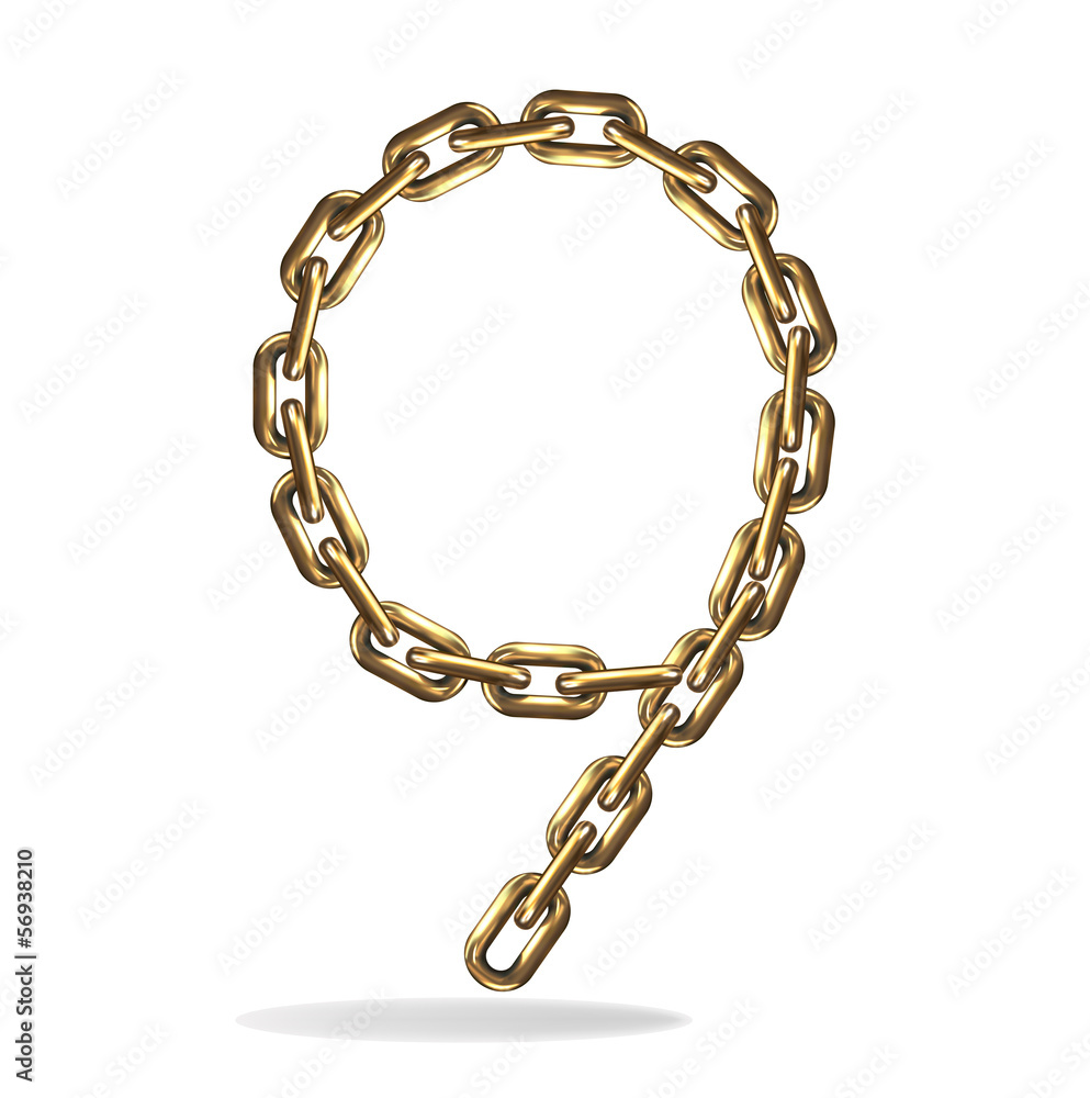 Obraz premium Golden nine number, made with chains