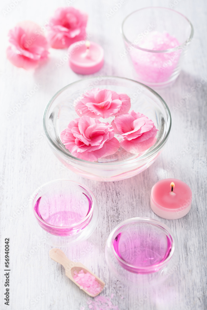 spa set with begonia flowers and essential oil spa set with begonia flowers and essential oil