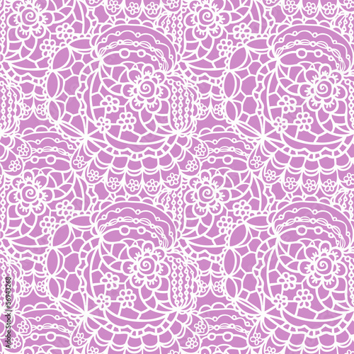 Lace seamless pattern with flowers on violet background