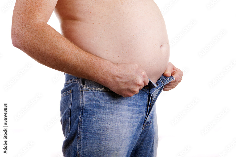 Naklejka premium A man with a fat belly.