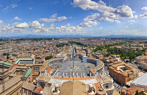 Canvas Print Panorama aerial view of Rome from Saint Peter's Basilica