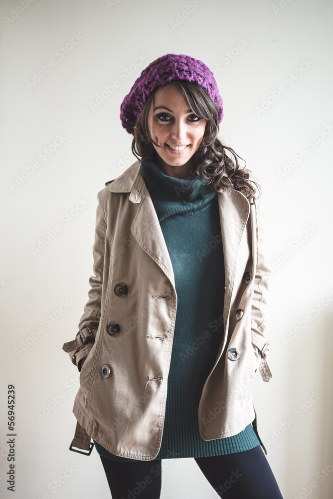 beautiful woman with turtleneck, scarf and cap autumn beautiful woman with turtleneck, scarf and cap autumn