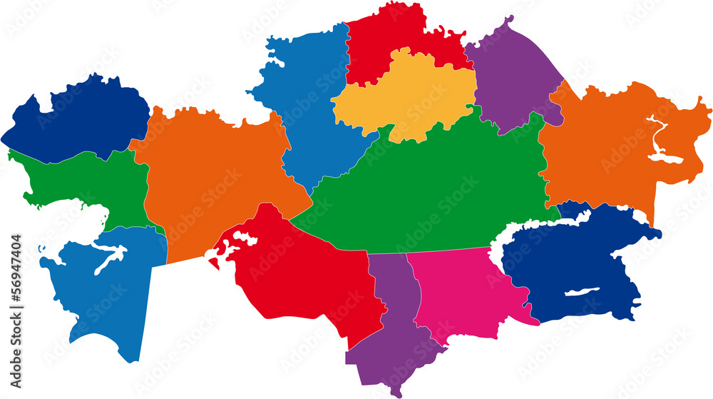 Colorful Kazakhstan map