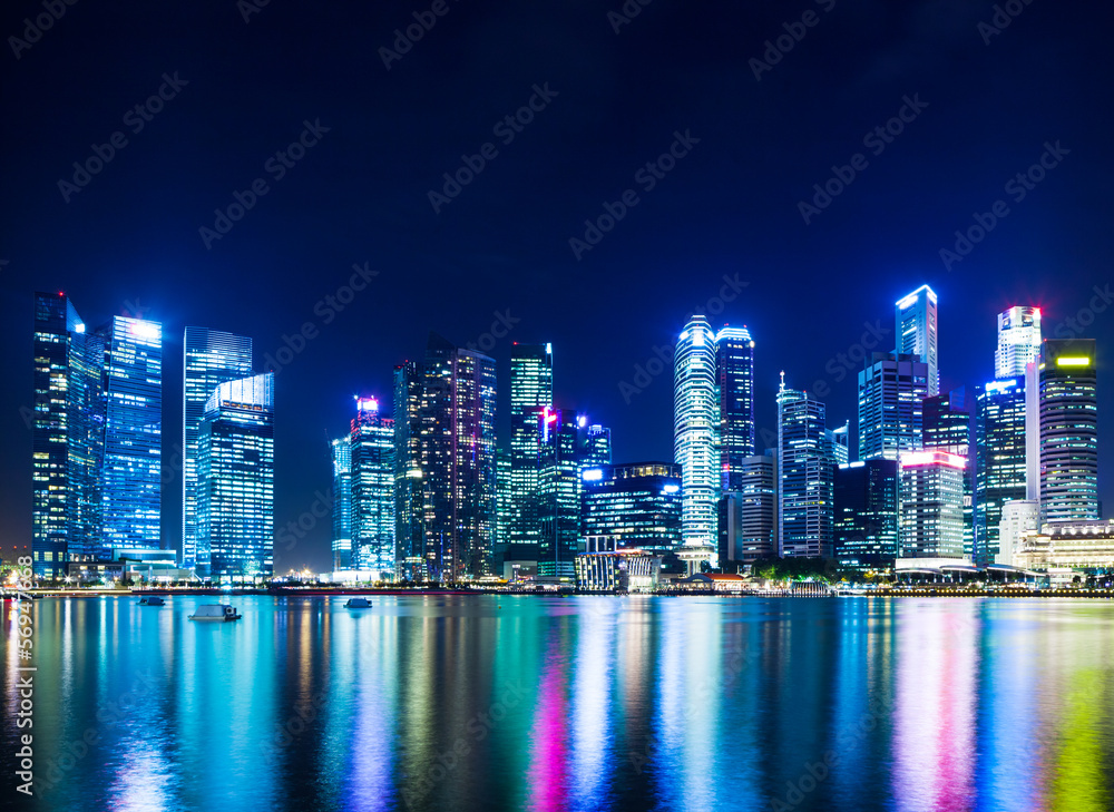 Singapore city skyline at night