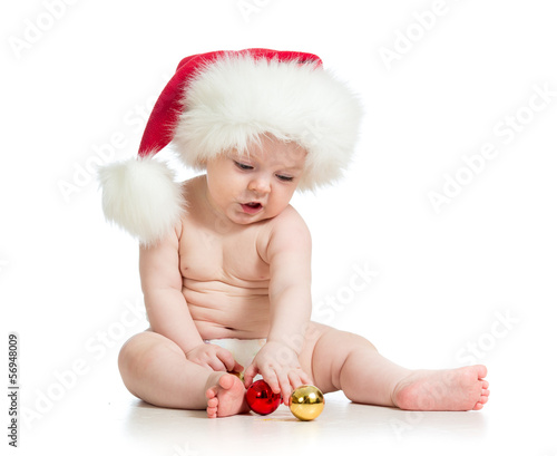 baby girl with Santa Claus hat