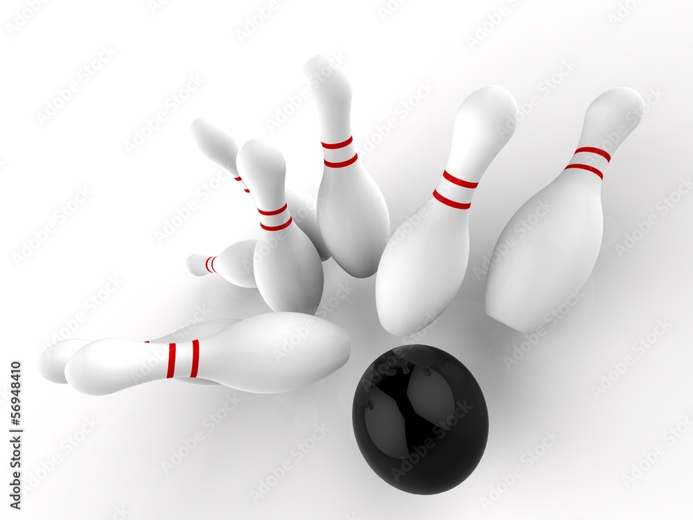 Bowling Strike Shows Winning Skittles Game Bowling Strike Shows Winning Skittles Game
