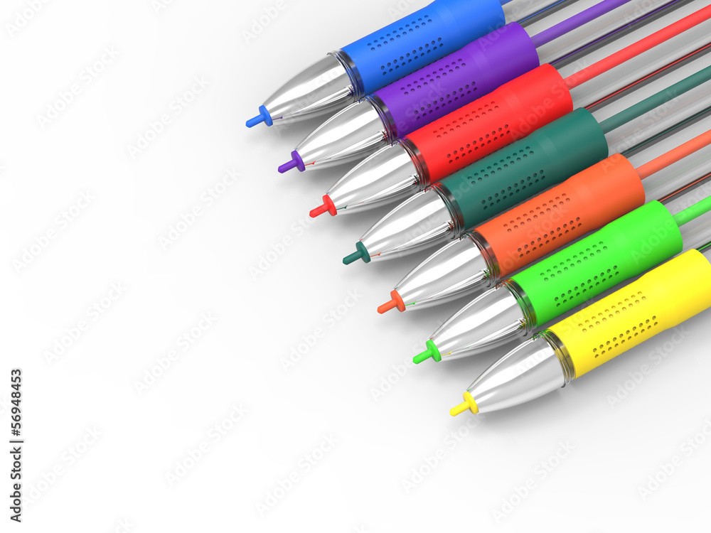 Multicolored Pens On White Copyspace Shows Felt Pens With Copy S Multicolored Pens On White Copyspace Shows Felt Pens With Copy S