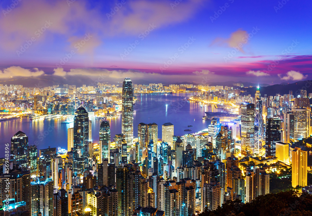 Obraz premium Hong Kong skyline at morning
