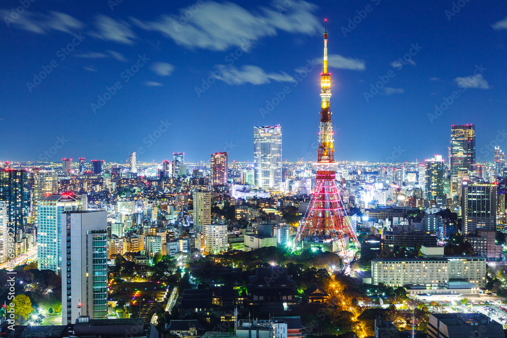 Tokyo city skyline at night