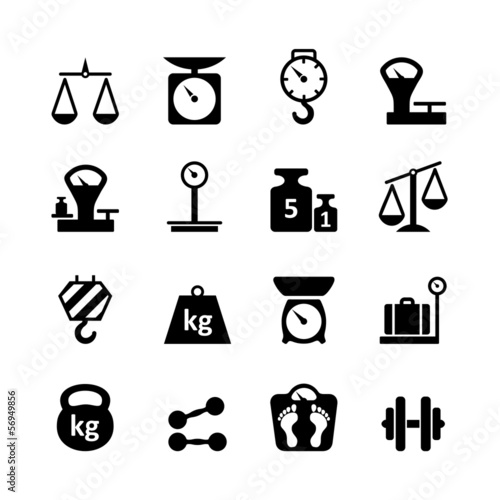 Web icon set - scales, weighing, weight, balance