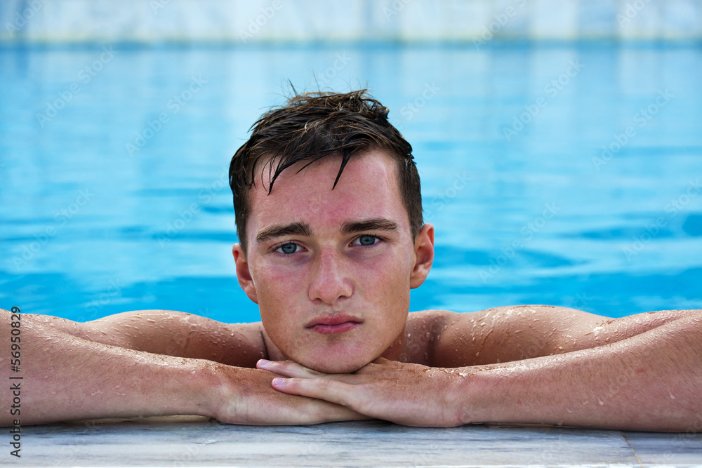 Young man resting after a swim