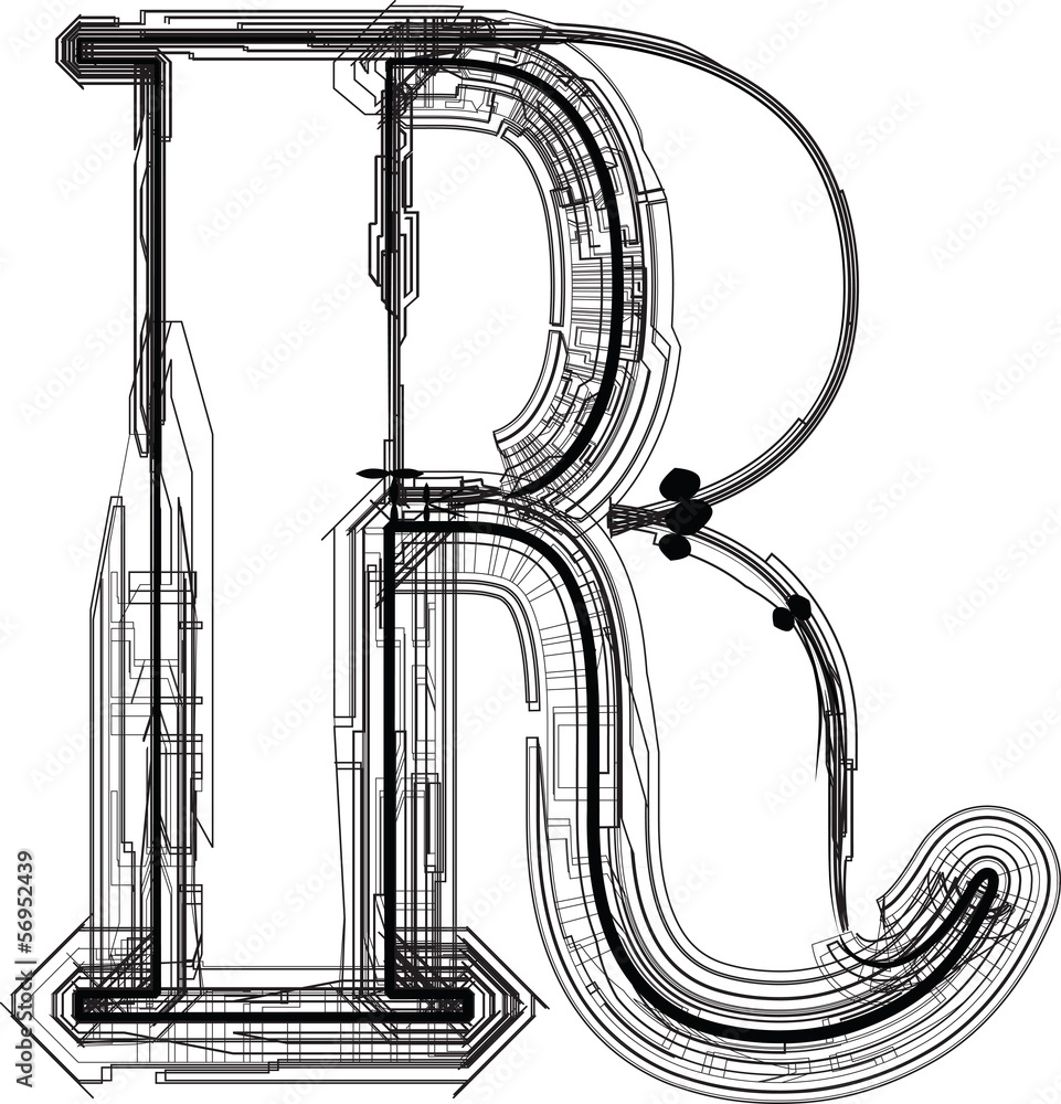 technological font. LETTER R