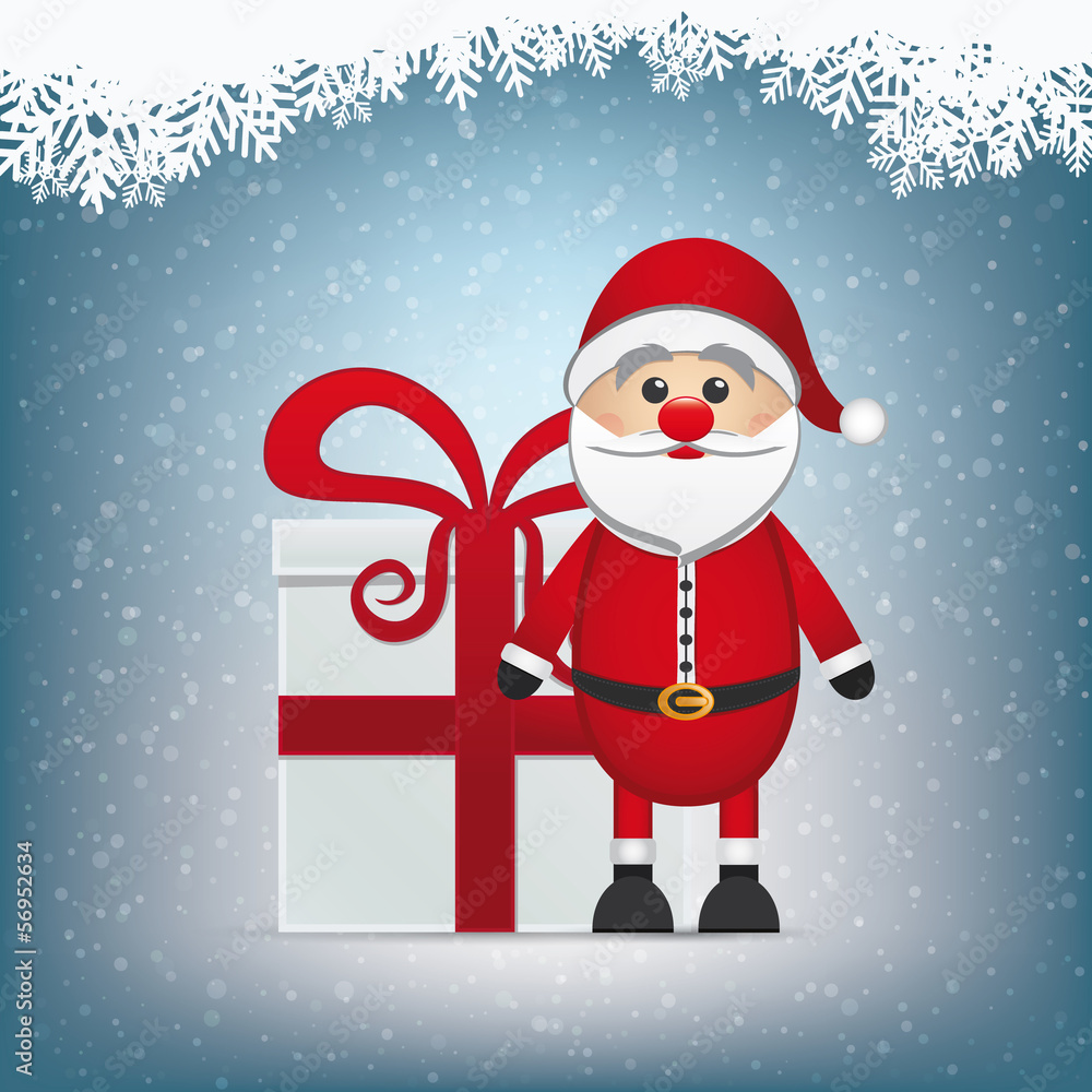 santa and gift winter snowy landscape santa and gift winter snowy landscape