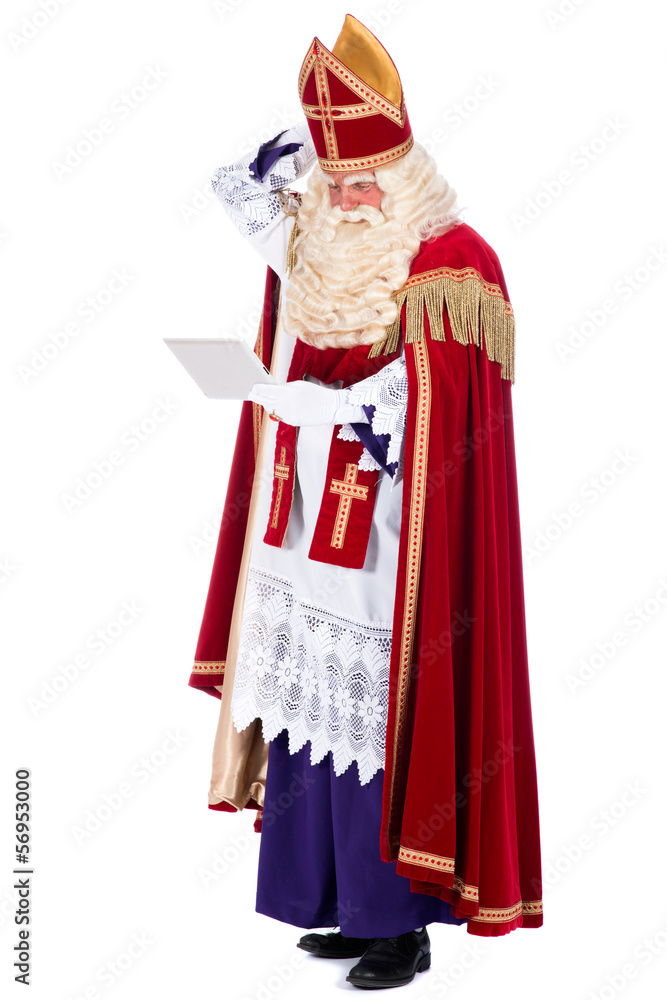 Sinterklaas with a tablet