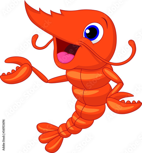 Cute shrimp cartoon presenting