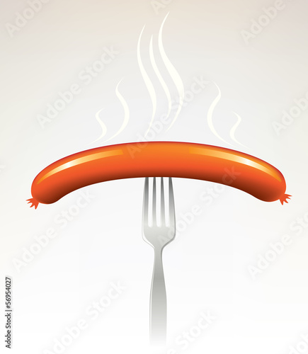 sausage with fork