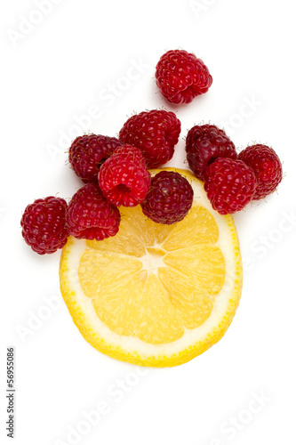 raspberry and lemon isolated