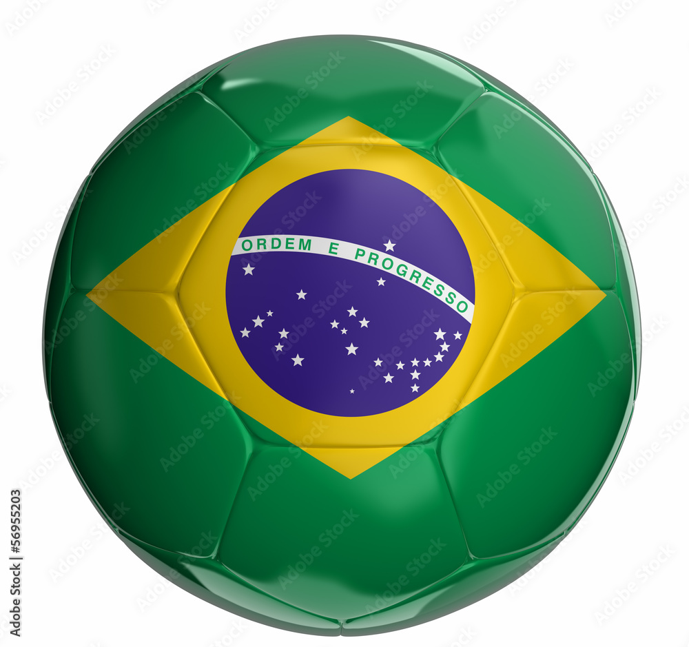 Fototapeta premium Soccer ball with brazilian flag