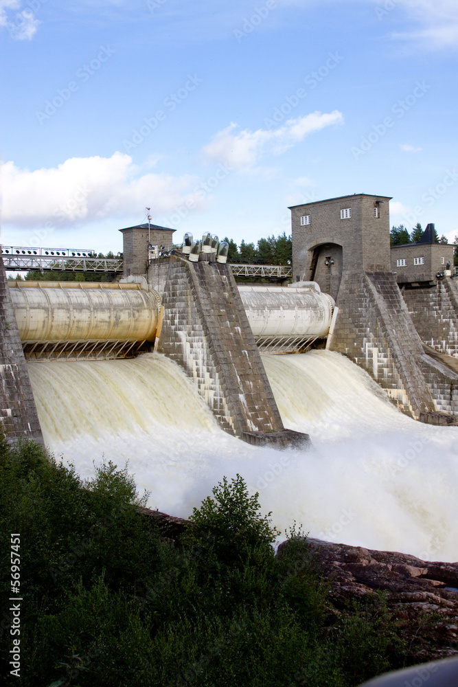 Spillway on hydroelectric power station dam in Imatra Spillway on hydroelectric power station dam in Imatra