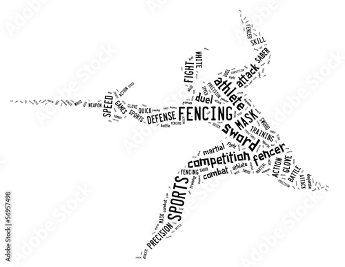 fencing pictogram with related wordings on white background