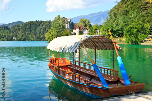 Boat and lake Bled, Slovenia
