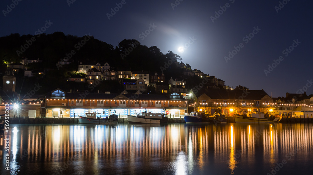 Looe Harbour at Night Cornwall England