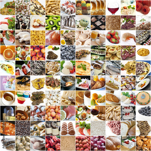 Big food collage with white background