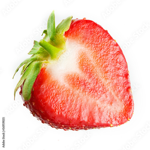 Strawberry. Half isolated on white.
