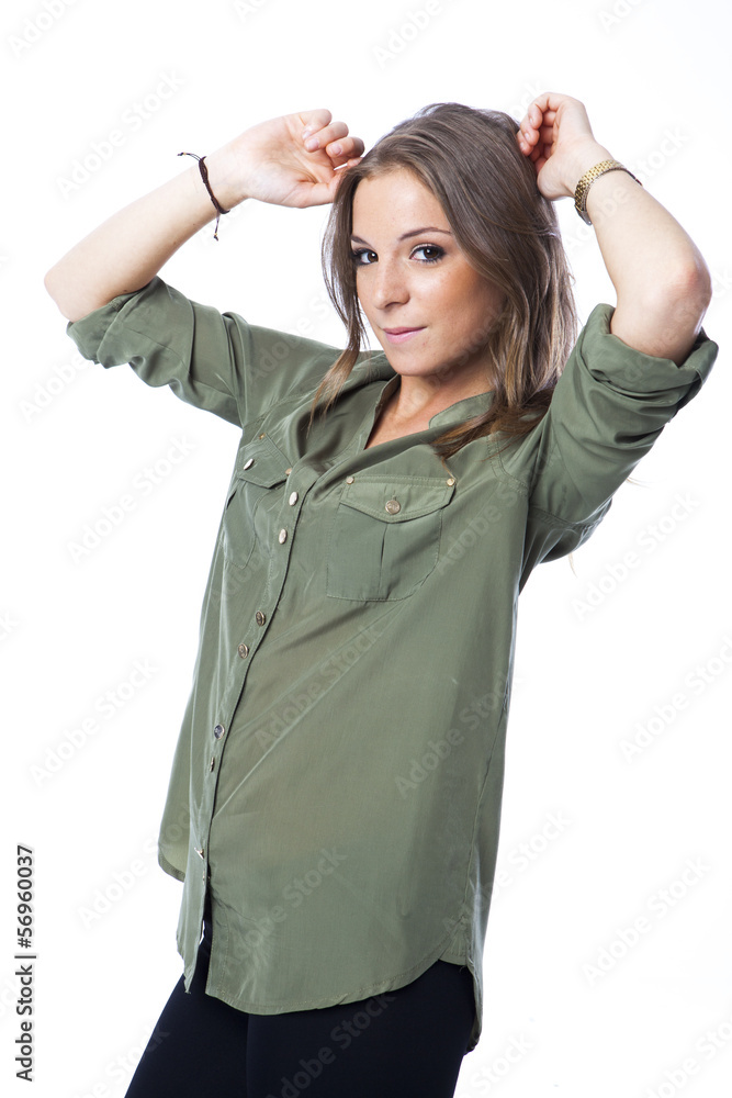 blonde young woman posing in the studio blonde young woman posing in the studio