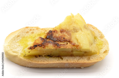 Spanish tortilla on a slice of bread