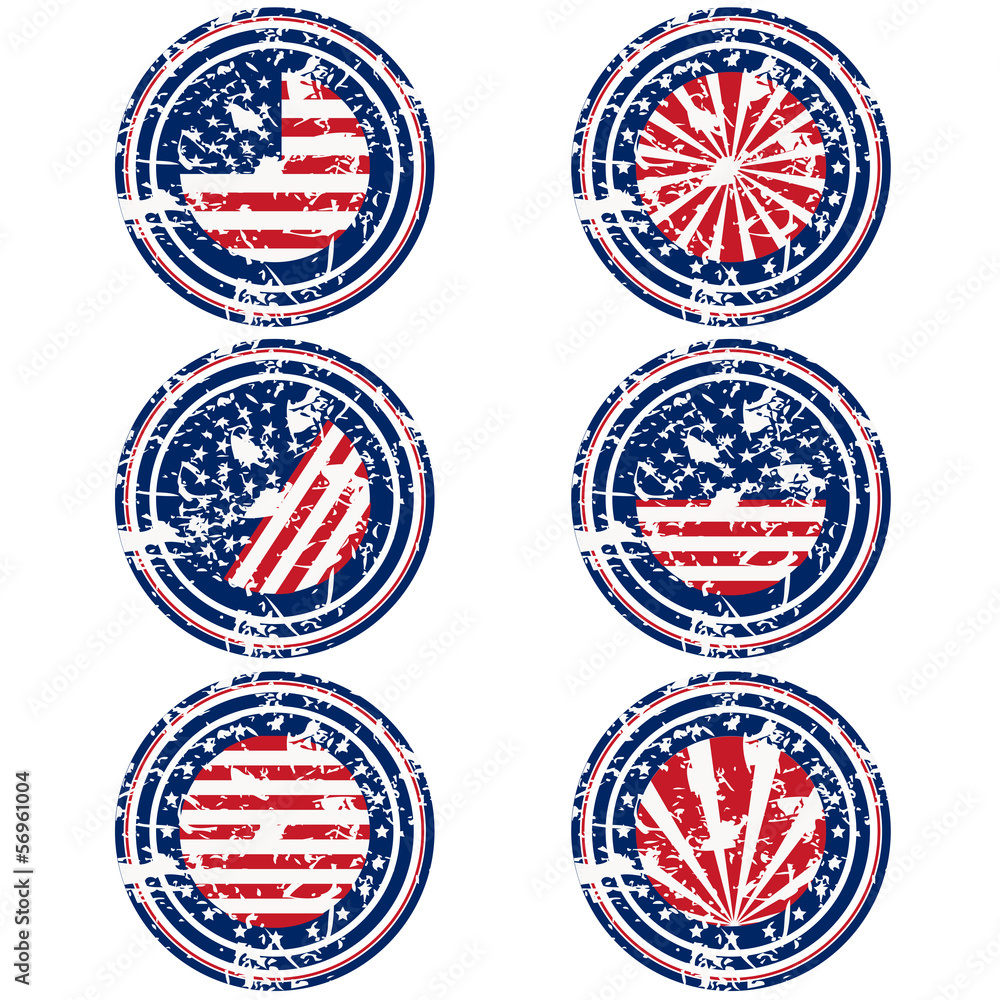 Rubber stamps with USA flag Rubber stamps with USA flag
