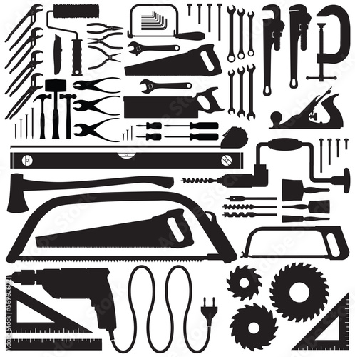 Tool collection vector silhouettes