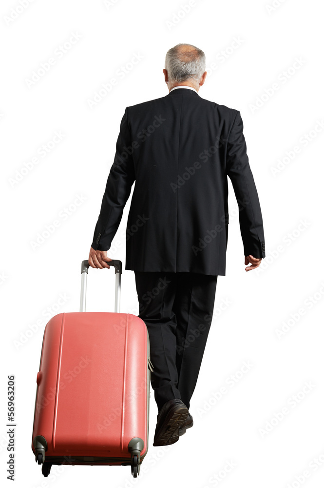 back view of businessman with suitcase back view of businessman with suitcase