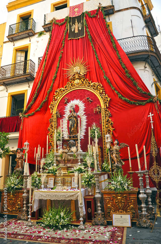Religious altar in the street, Corpus Christi, Seville