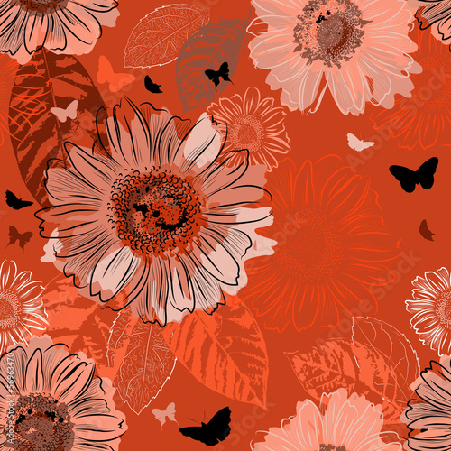 Fototapeta Naklejka Na Ścianę i Meble -  seamless background with chamomiles