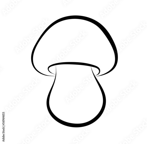 Vector monochrome illustration of mushroom logo.