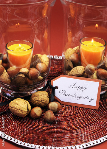 Happy Thanksgiving table setting centerpiece photo