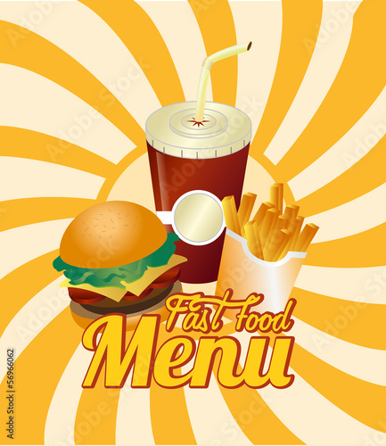 burger combo with french fries and soda