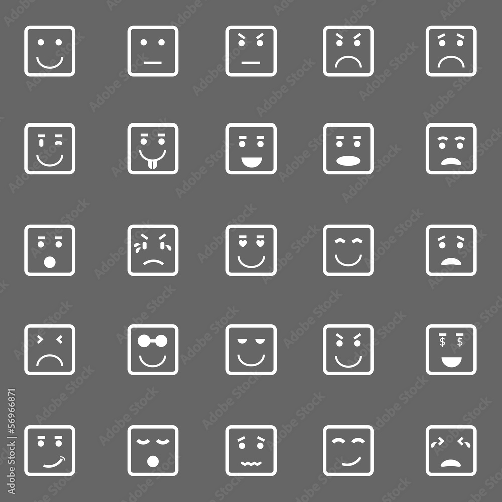 Square face icons on gray background Square face icons on gray background