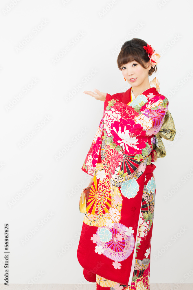 Beautiful asian kimono woman on white background Beautiful asian kimono woman on white background