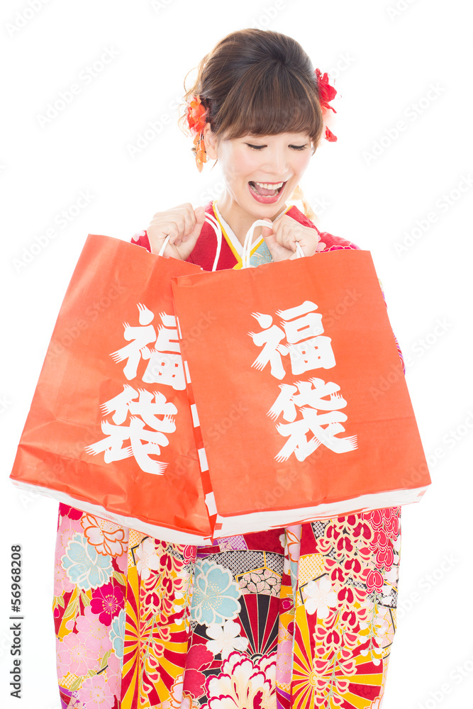 Beautiful asian kimono woman on white background Beautiful asian kimono woman on white background