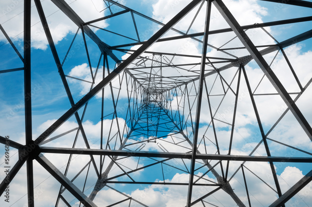 Fototapeta premium High-voltage tower sky background