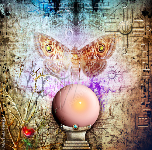 Crystal ball and soul moth photo