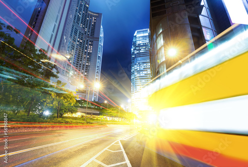 traffic in Hong Kong at night