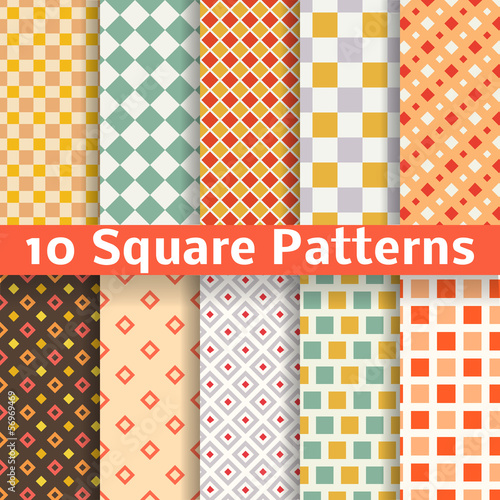 Different square vector seamless patterns (tiling).