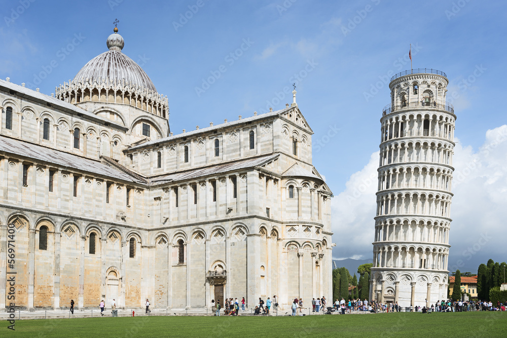 Tower of Pisa with cathedral