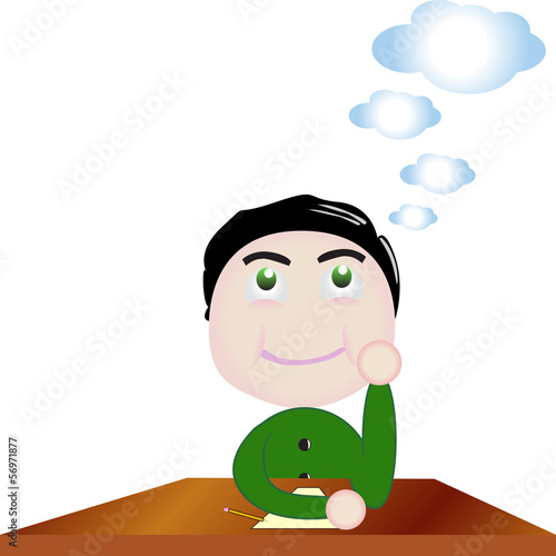Cute vector boy day dreaming at school