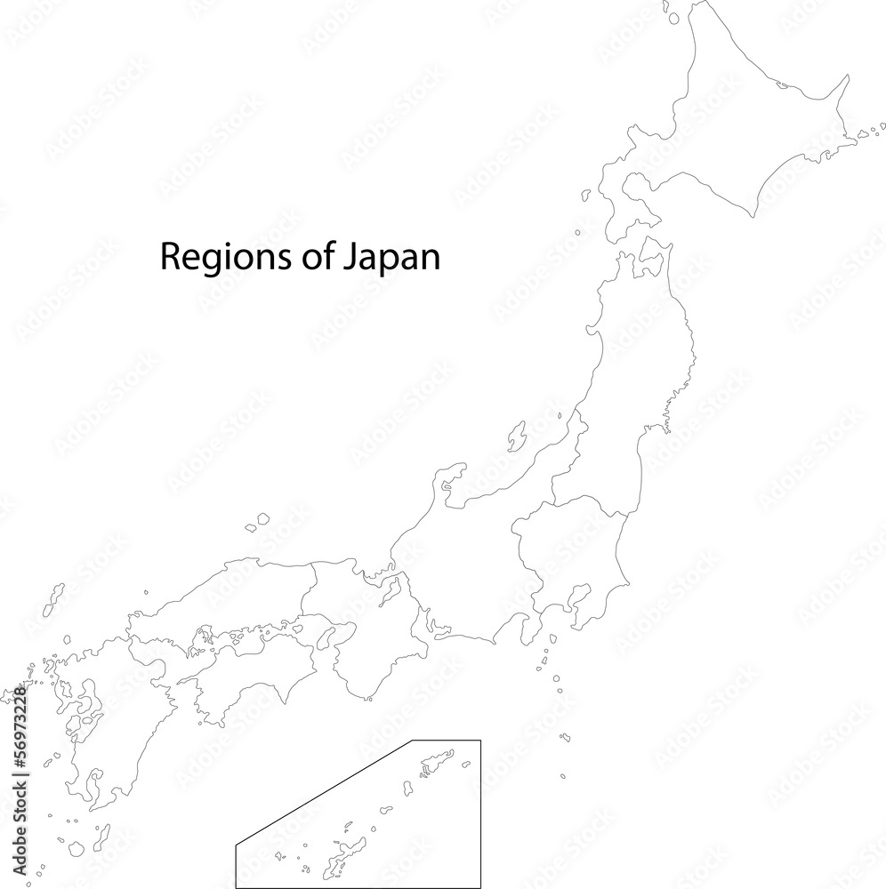 Contour Japan map