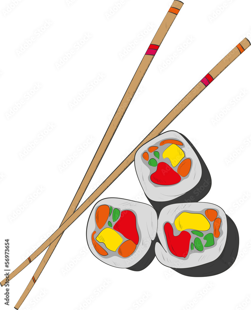 Sushi and chopsticks-vector illustration Sushi and chopsticks-vector illustration